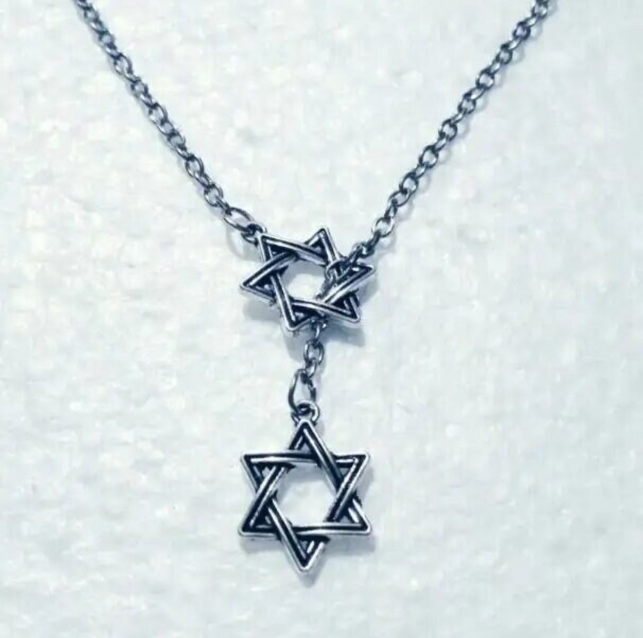 Fashion Vintage Jewish Star of David Pendant Adjustable Cross Lariat Necklace for Women Silver