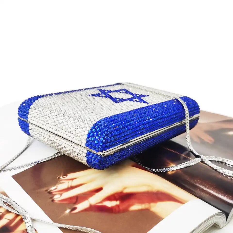 Israel Flag Jewel Bedazzled Clutch