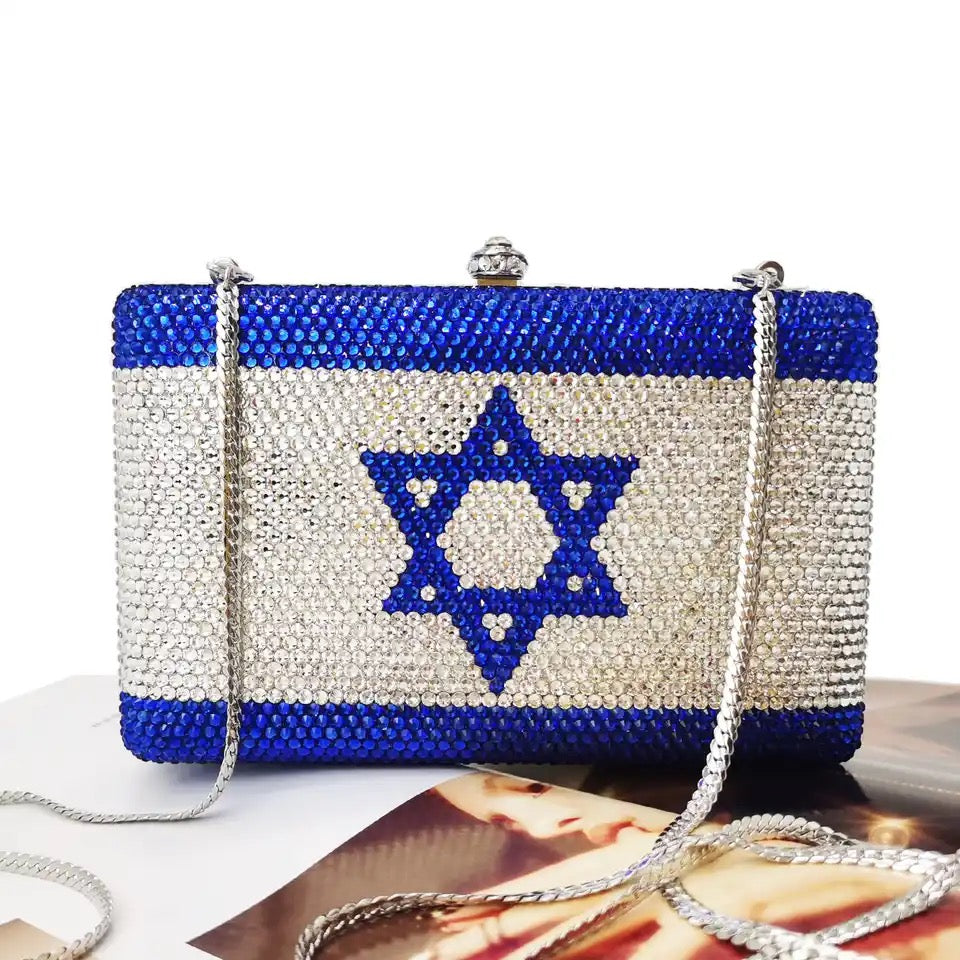 Israel Flag Jewel Bedazzled Clutch