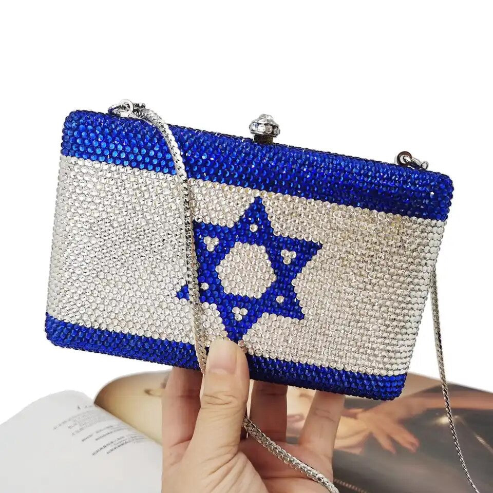 Israel Flag Jewel Bedazzled Clutch