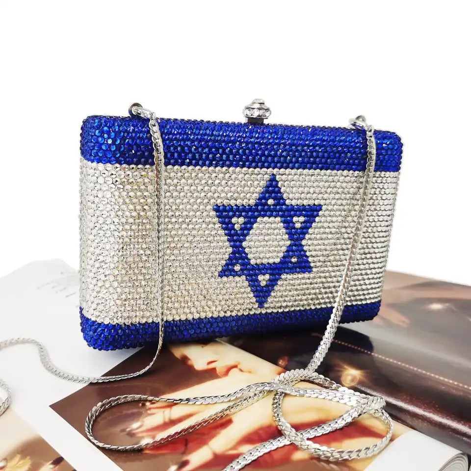 Israel Flag Jewel Bedazzled Clutch