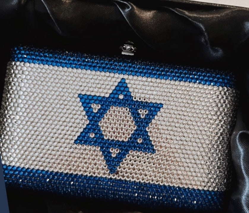 Israel Flag Jewel Bedazzled Clutch