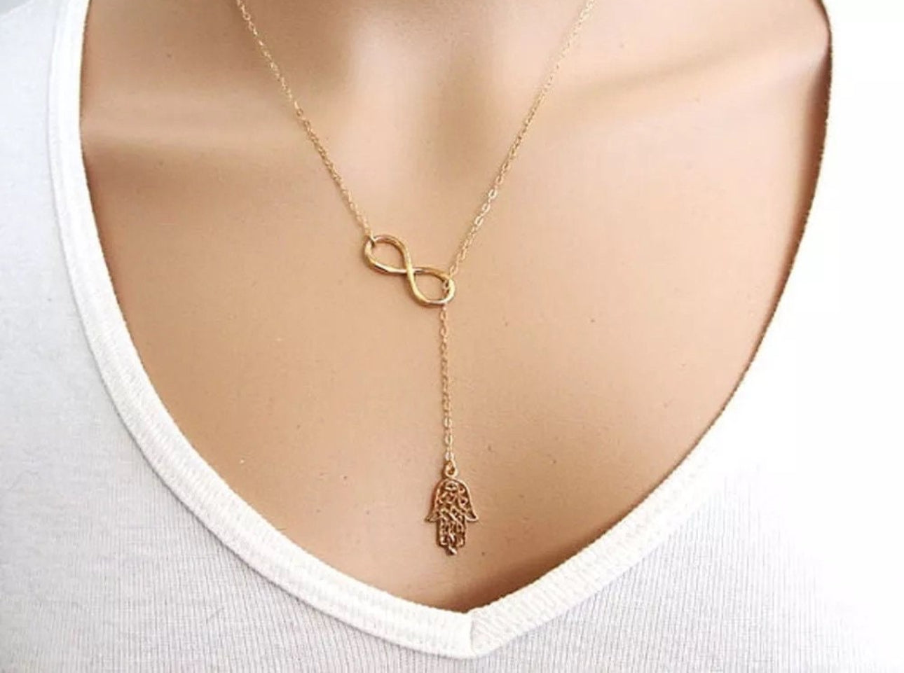 Infinity Hamsa Necklace Gold