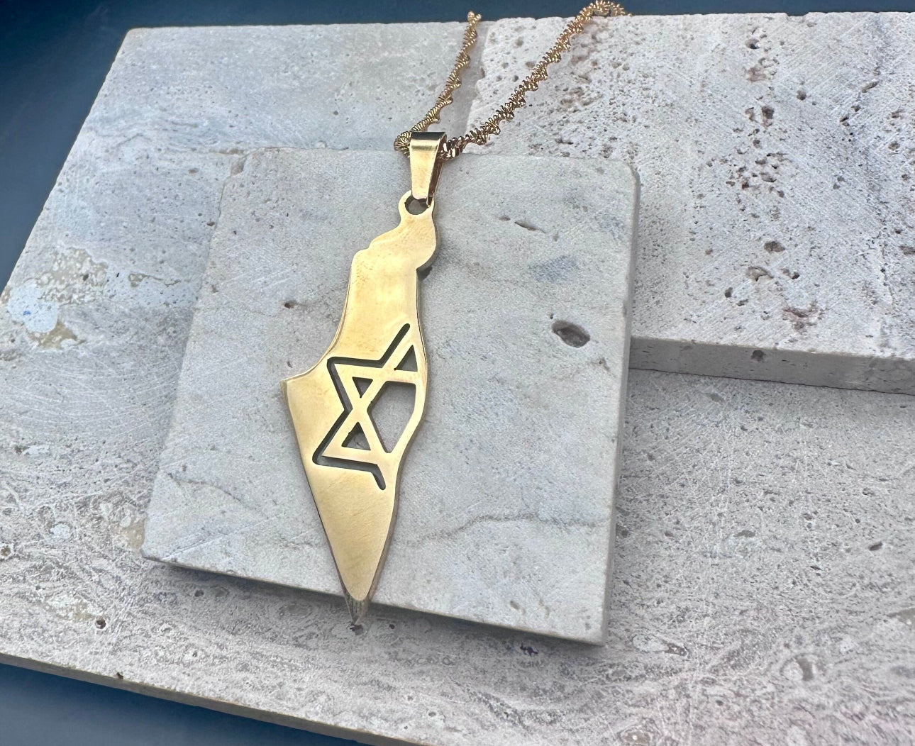 Men and Women Gold Necklace , Map of Israel