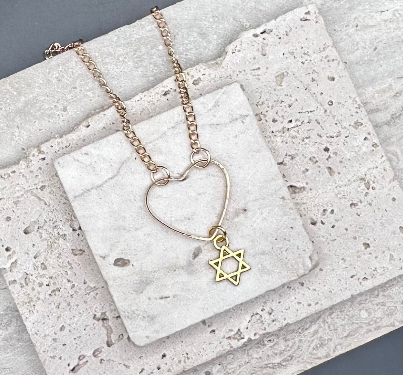 Gold Heart, Magen David Necklace