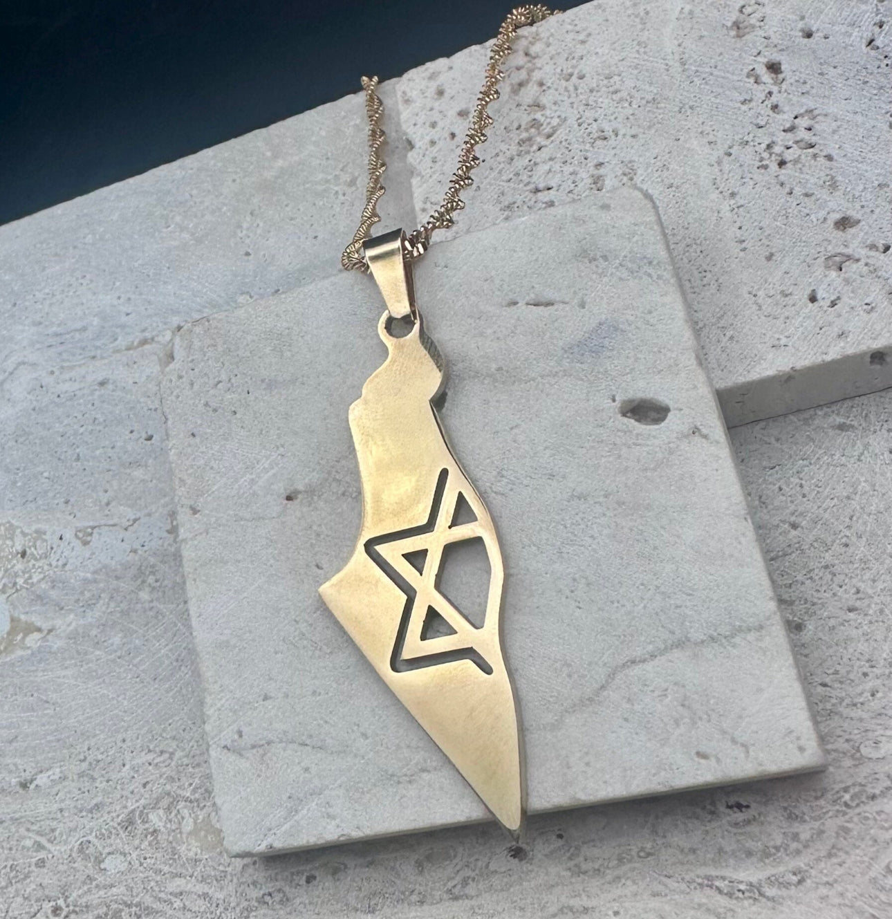 Men and Women Gold Necklace , Map of Israel