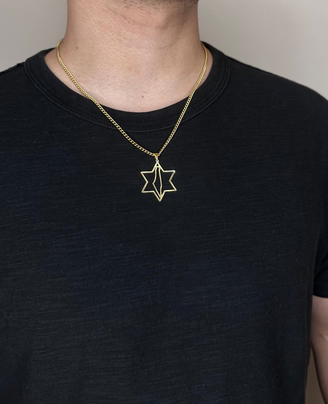 Men and Women Magen David Star of David , Map of Israel Necklace Unisex - Gold