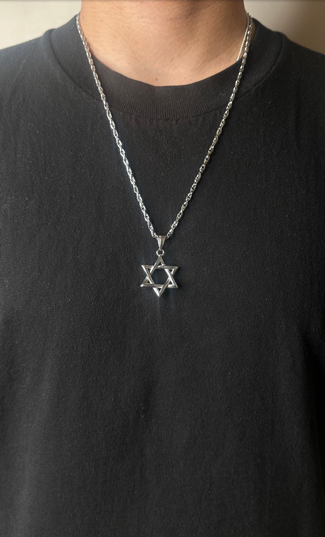 Men and Women Magen David Star of David Necklace Unisex - Black