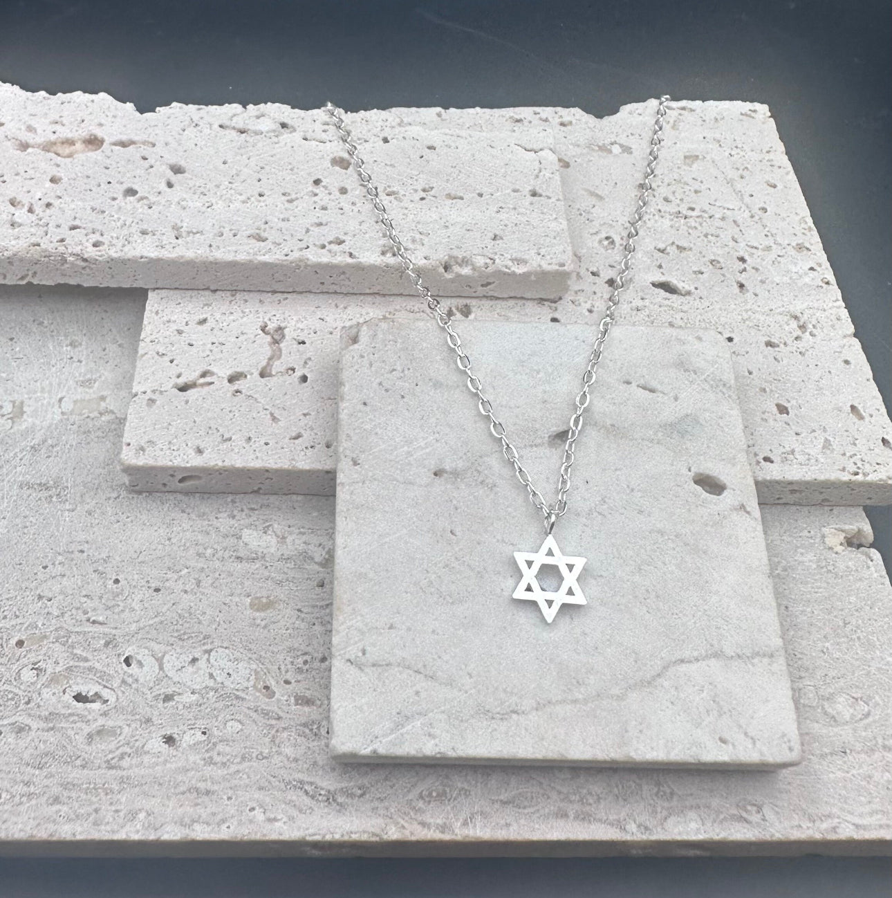 Retro Jewish Jewelry Star of David Pendant Necklace for Women Chain Stainless Steel Israel Emblem SILVER