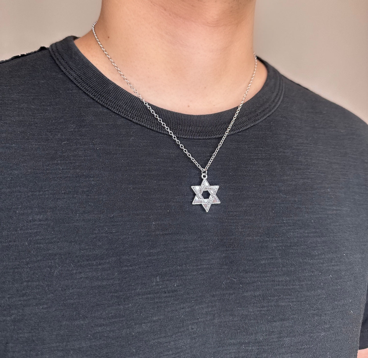 Men and Women Magen David Star of David , Shema Israel Necklace Unisex - Silver