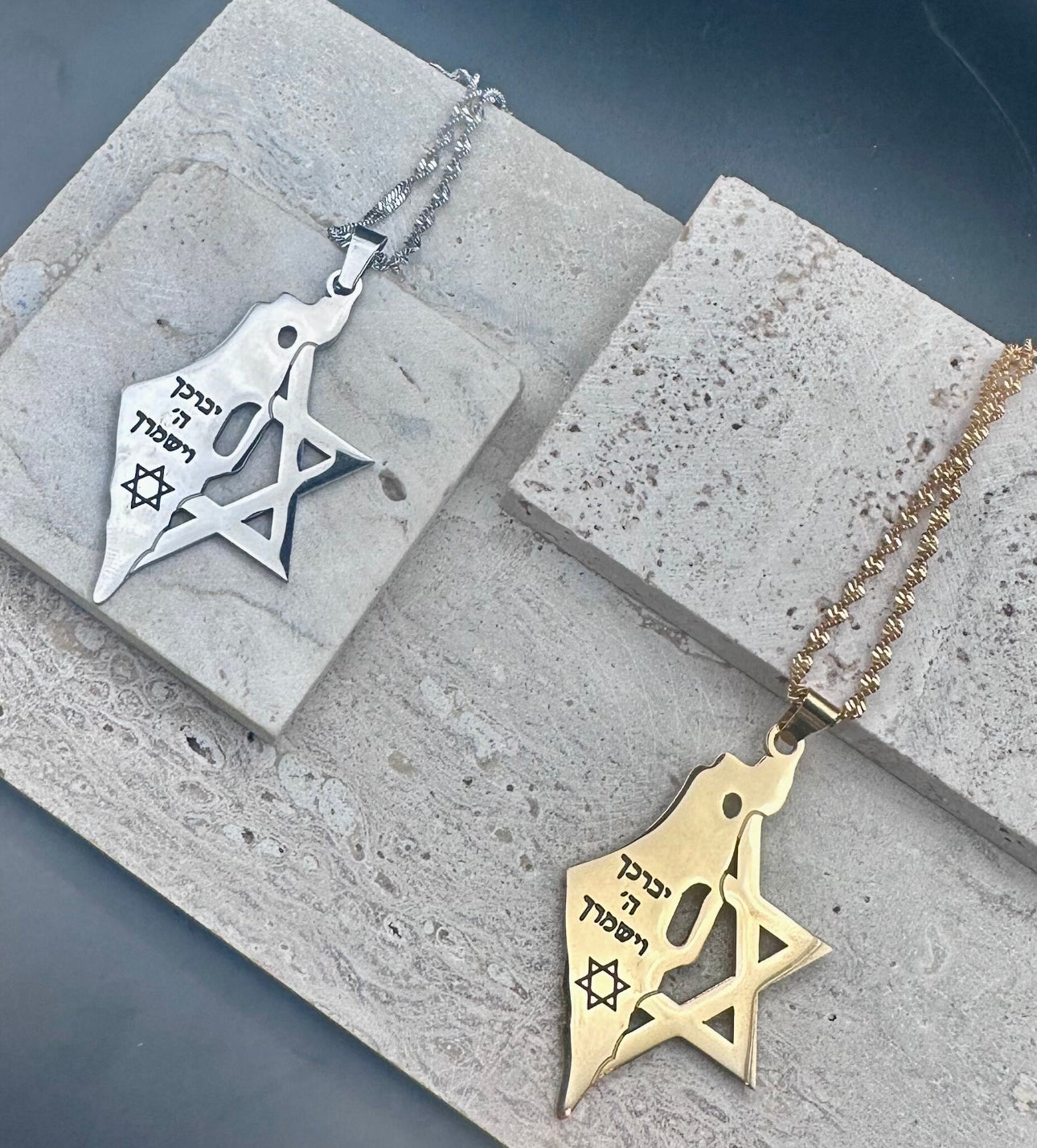 Map of Israel Star of David Necklace