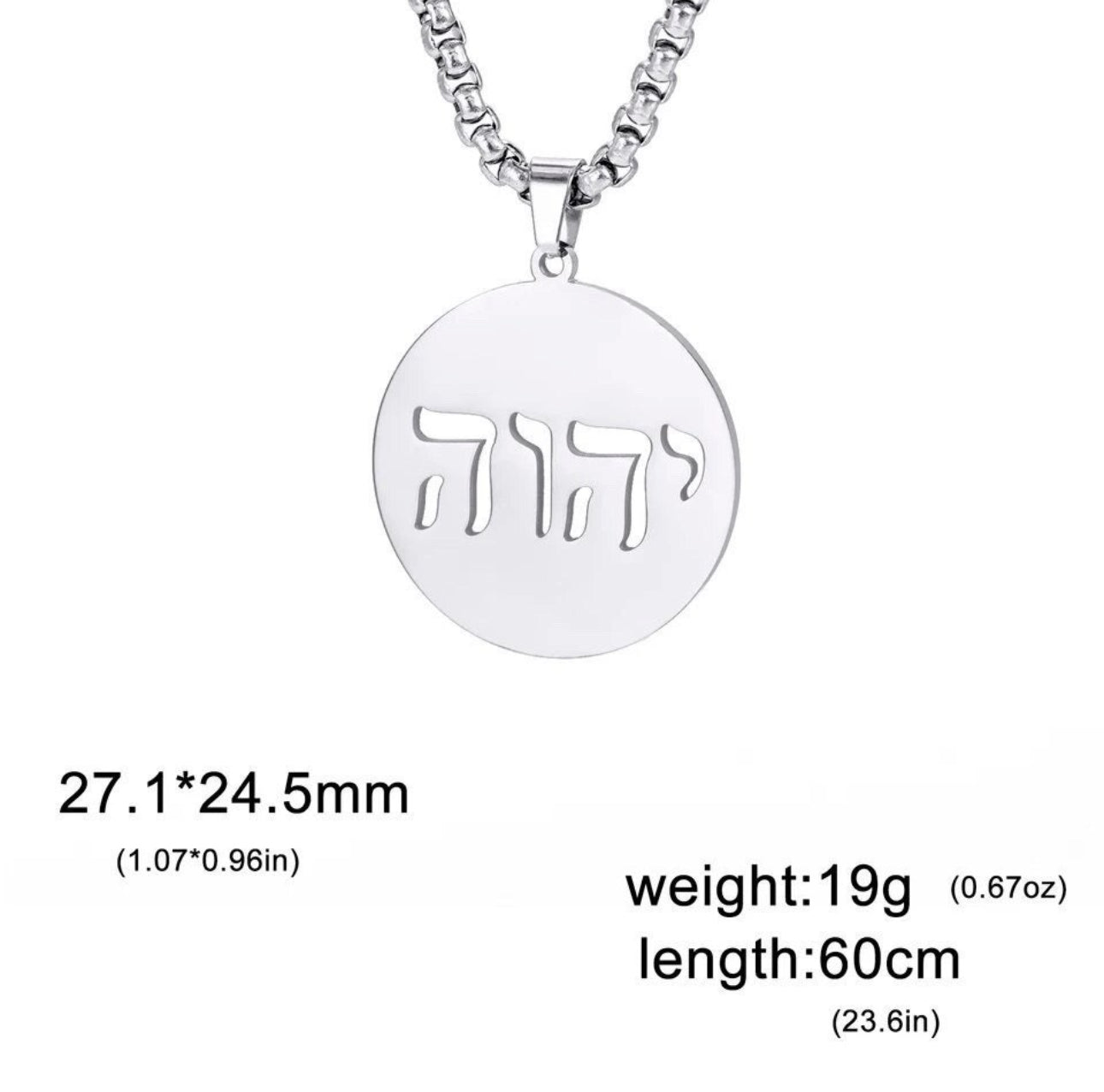 God , Adonai Necklace Silver Stainless Steel