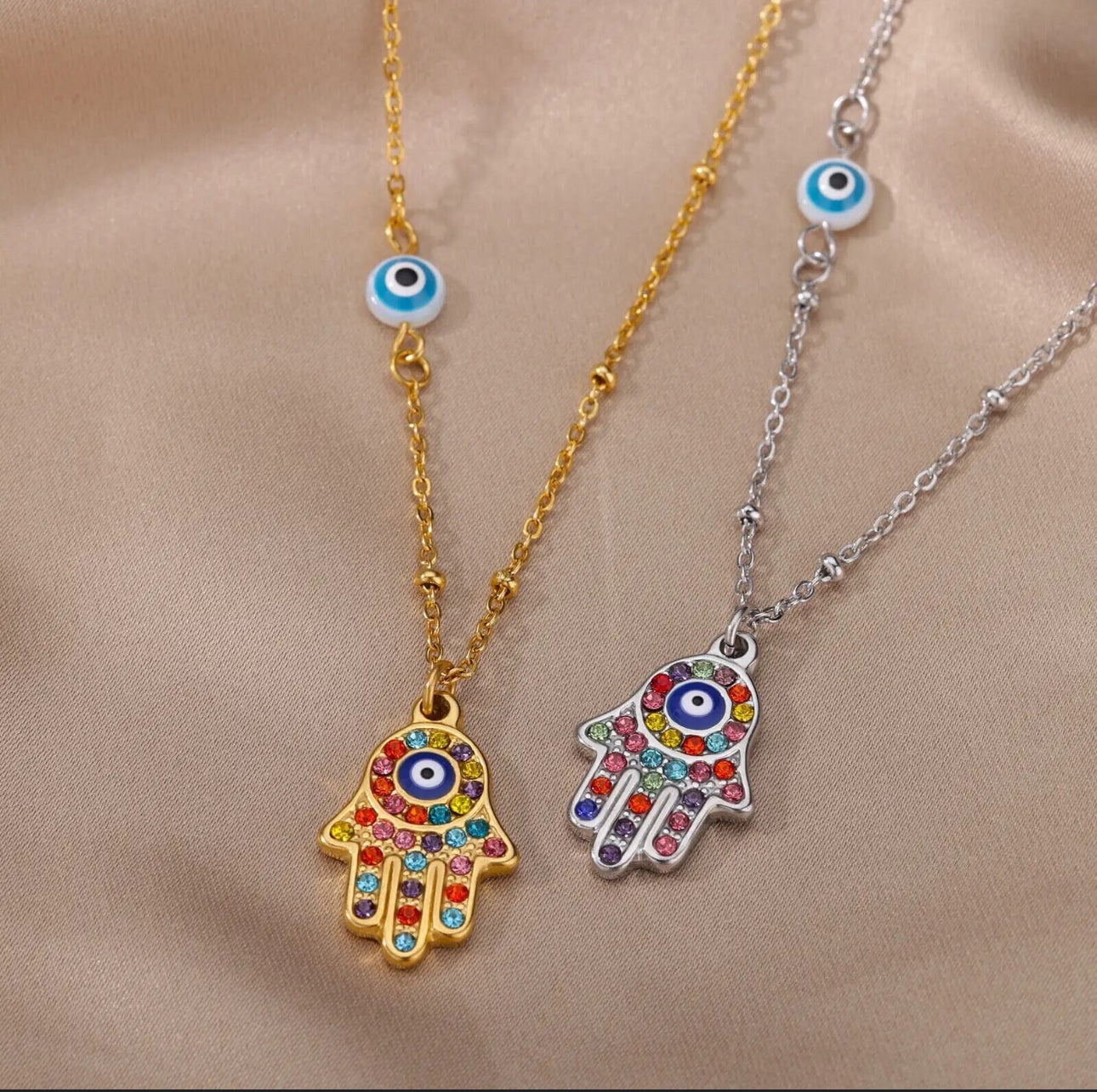 Zircon Evil Eye Pendant Necklace For Women Stainless Steel Gold