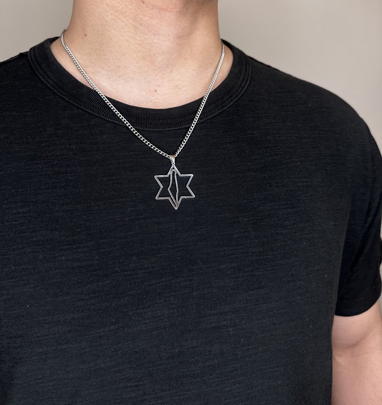 Men and Women Magen David Star of David , Map of Israel Necklace Unisex - Silver