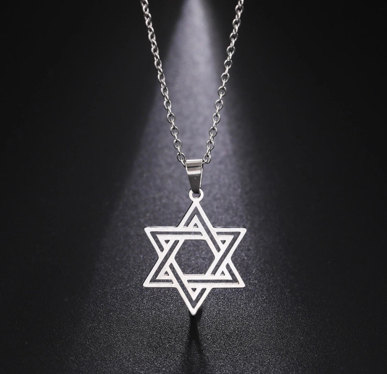 Stainless Steel Necklace Star of David for Men and Women Gold or Silver