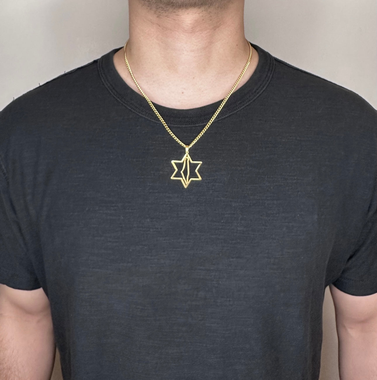 Men and Women Magen David Star of David , Map of Israel Necklace Unisex - Gold