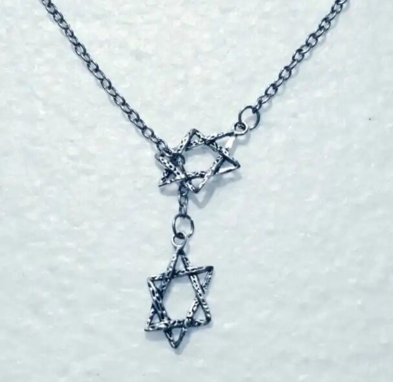 Silver Fashion Vintage Jewish Star of David Pendant Adjustable Cross Lariat Necklace for Women and Men