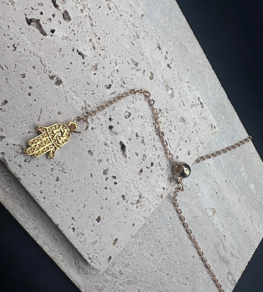 Gold Hamsa with Magen David Necklace