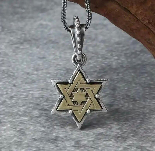 Jewish Star of David Magen David Necklace for Men and Women Gold and Silver