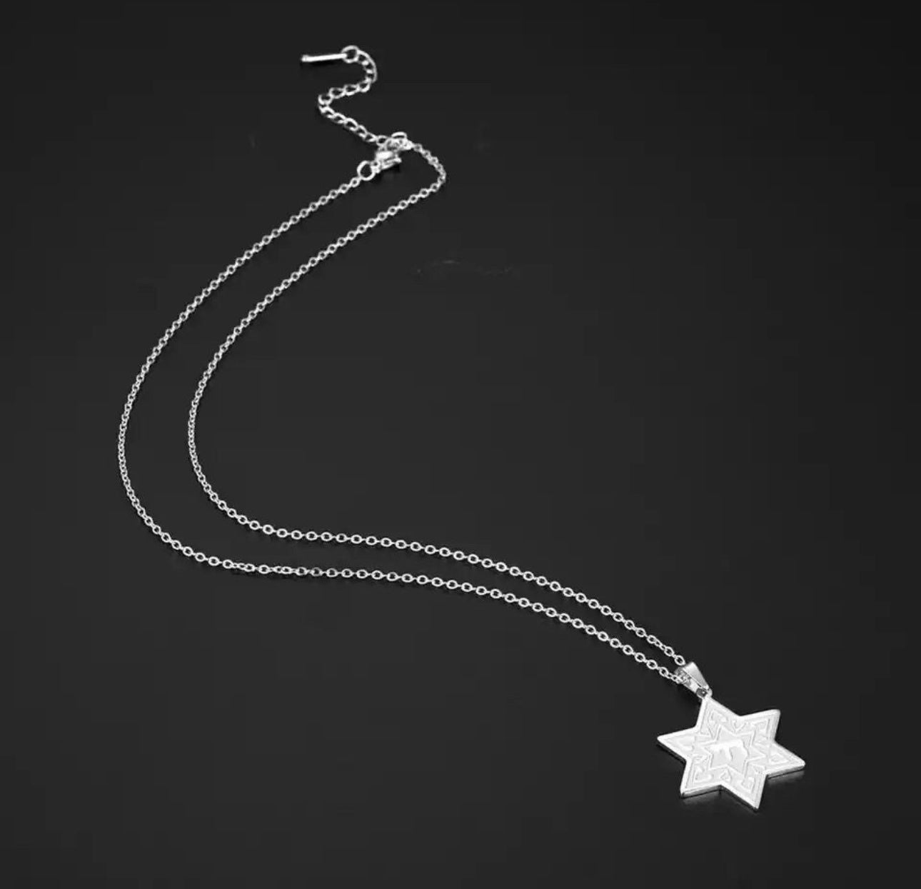 Star of David Chai Hai Pendant Necklace Stainless Steel Silver Color Israel Jewish Judaism