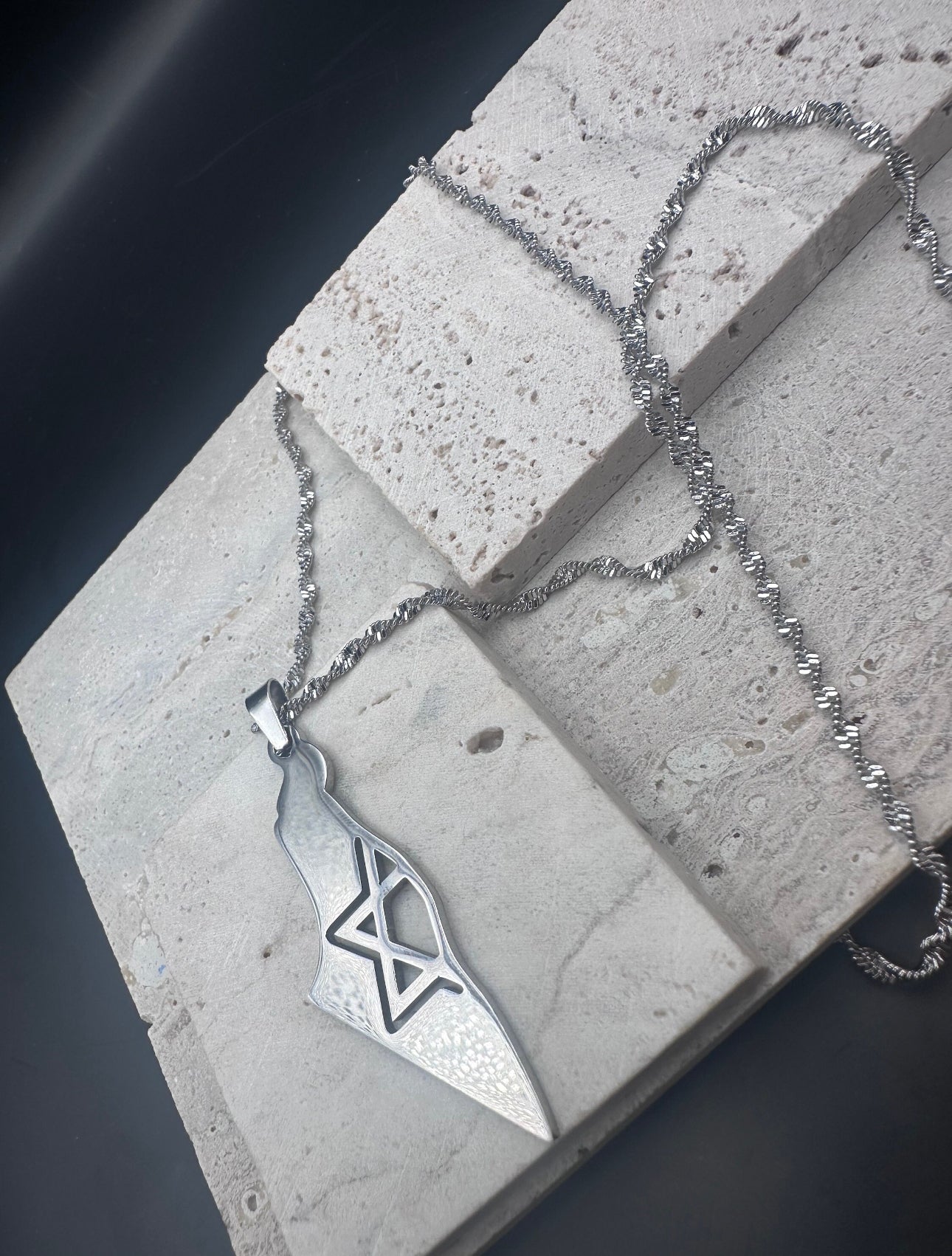 Men and Women Silver Necklace , Map of Israel