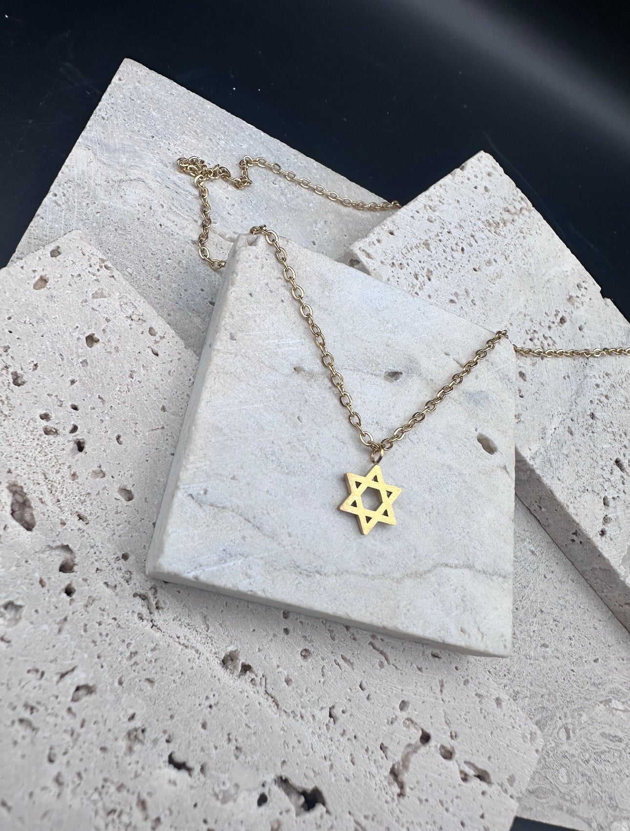 Retro Jewish Jewelry Star of David Pendant Necklace for Women Chain Stainless Steel Israel Emblem GOLD