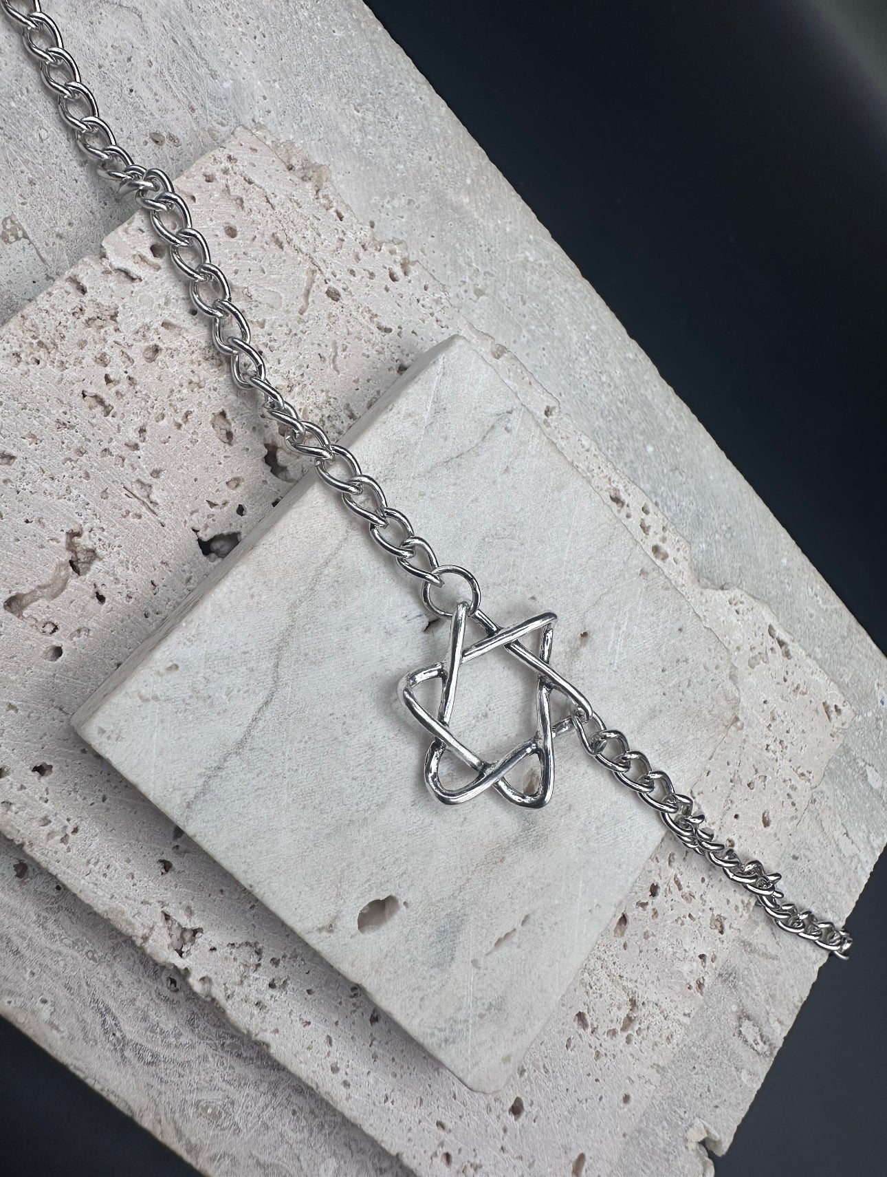 Silver Magen David Star of David Choker Necklace