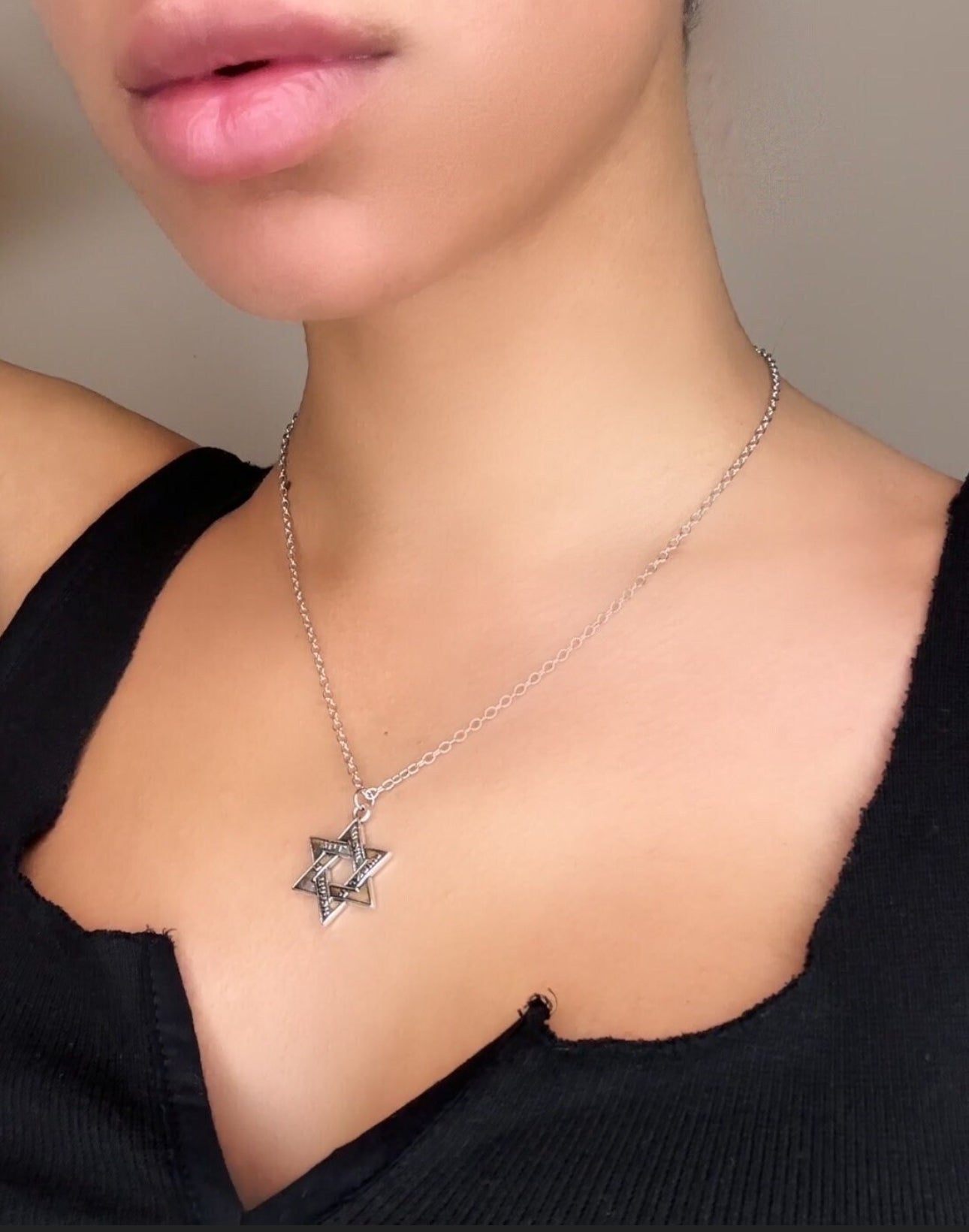 Men and Women Magen David Star of David , Shema Israel Necklace Unisex - Silver