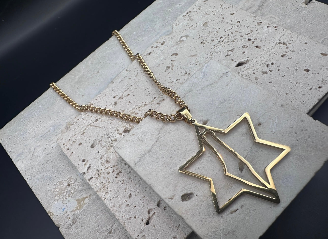 Men and Women Magen David Star of David , Map of Israel Necklace Unisex - Gold