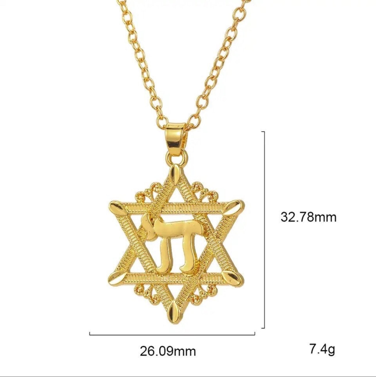 Hai Chai Star of David Magen David Necklace Silver