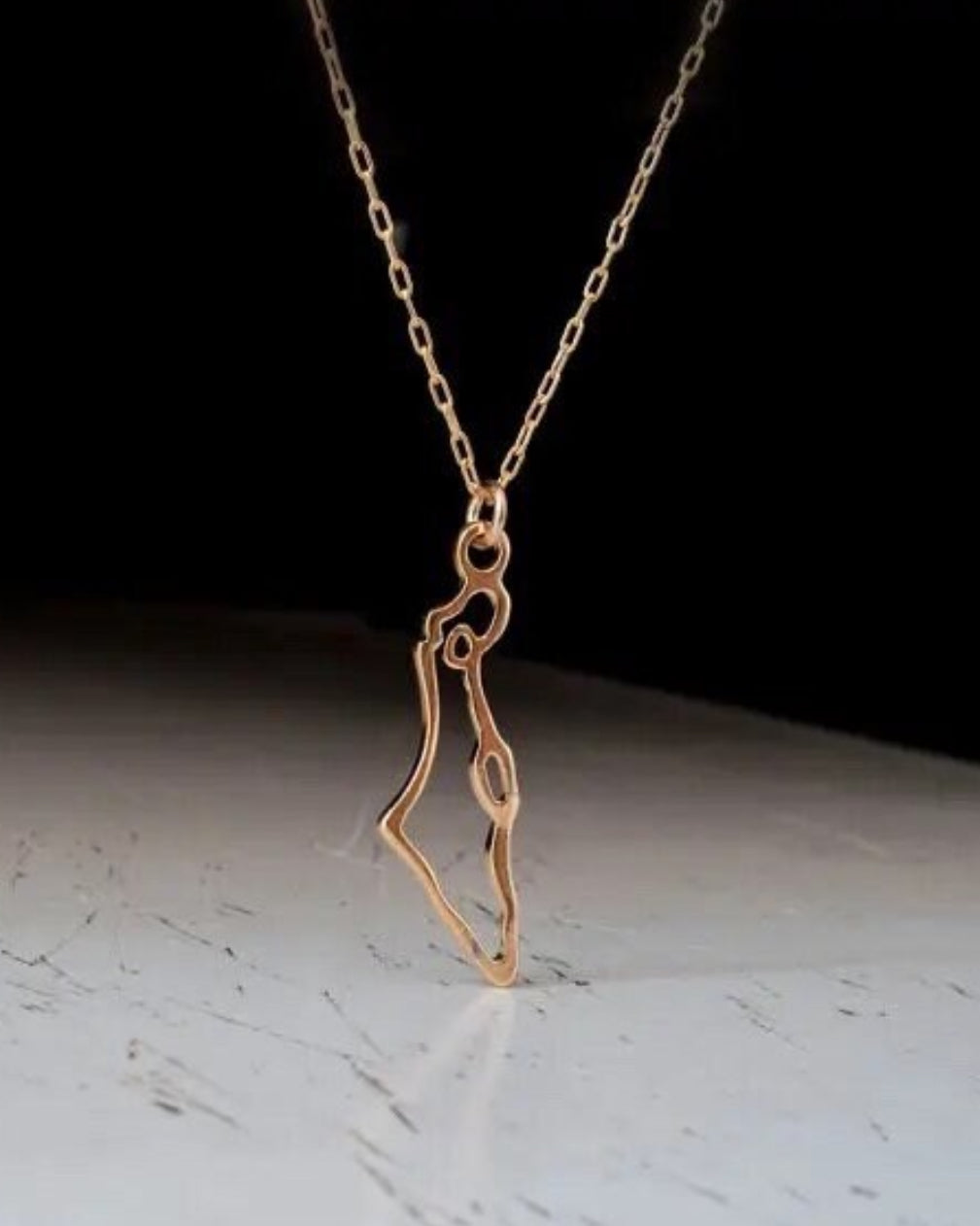 Women’s Silver or Gold Necklace , Map of Israel