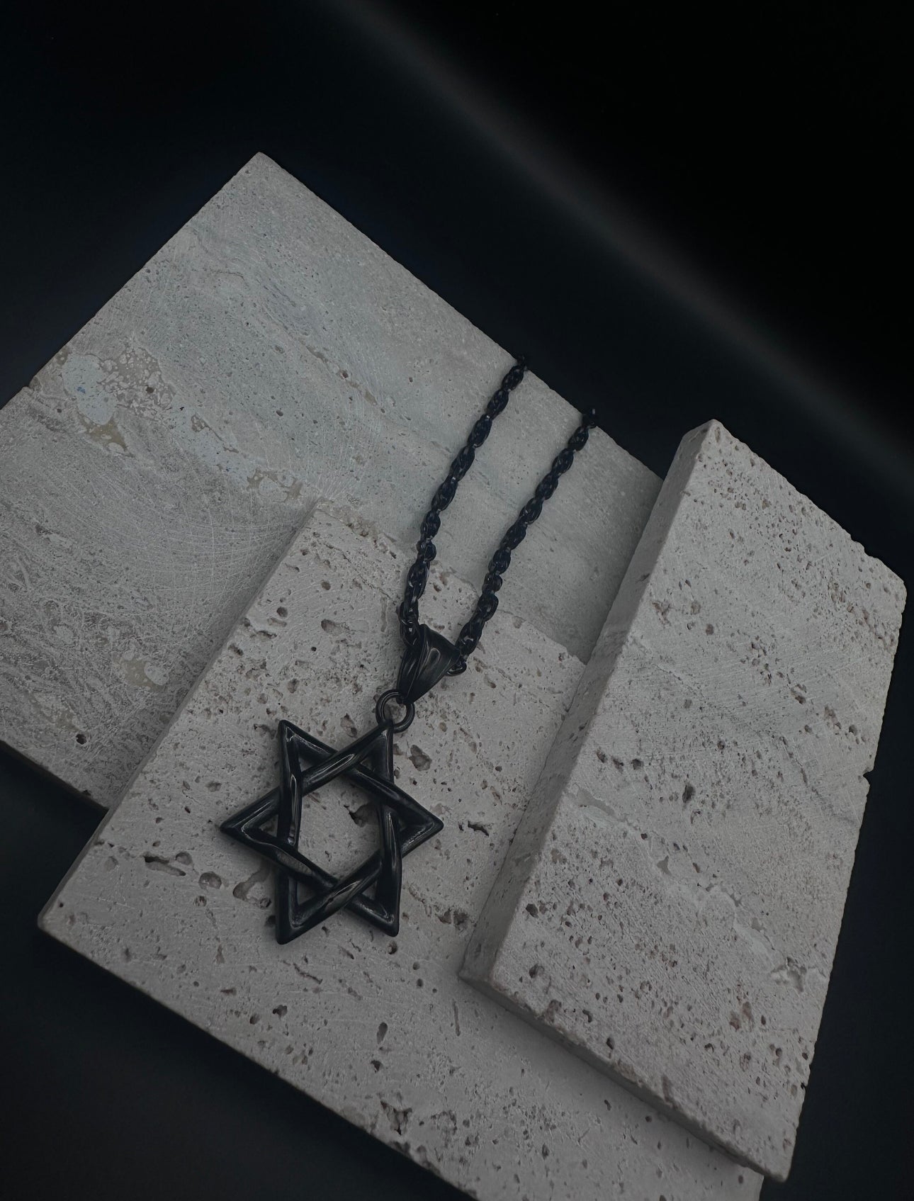 Men and Women Magen David Star of David Necklace Unisex - Black