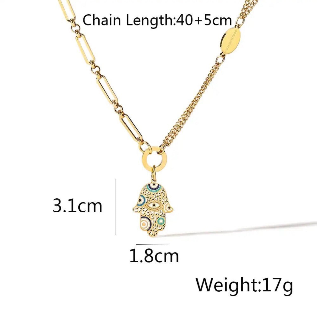 Hamsa Necklace Gold Stainless Steel