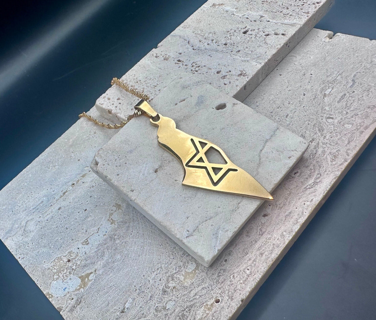 Men and Women Gold Necklace , Map of Israel