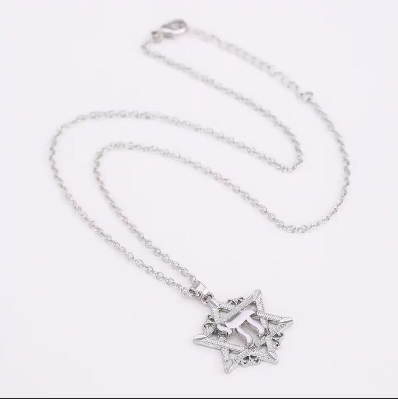 Hai Chai Star of David Magen David Necklace Silver