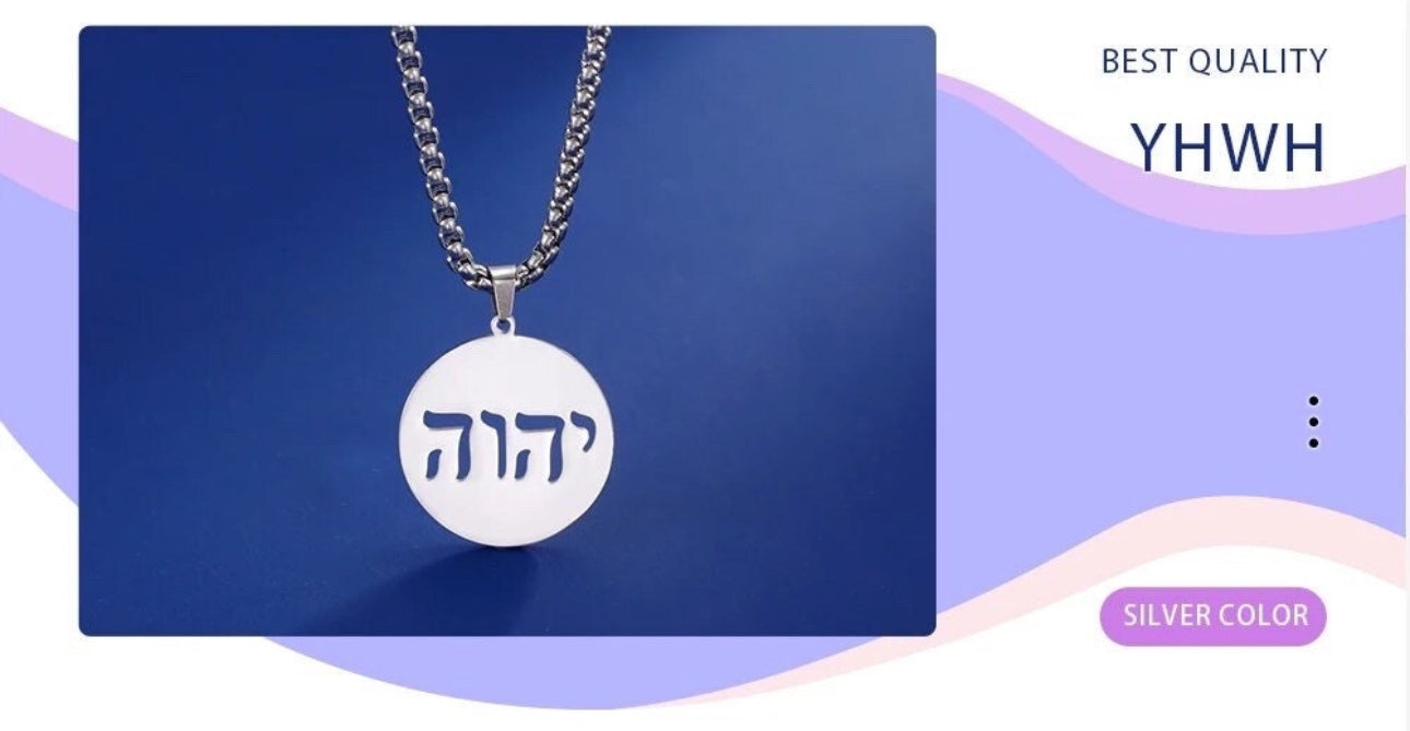 God , Adonai Necklace Silver Stainless Steel