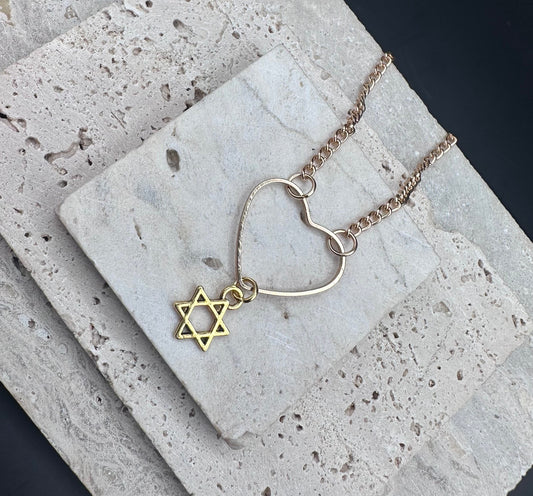 Gold Heart, Magen David Necklace