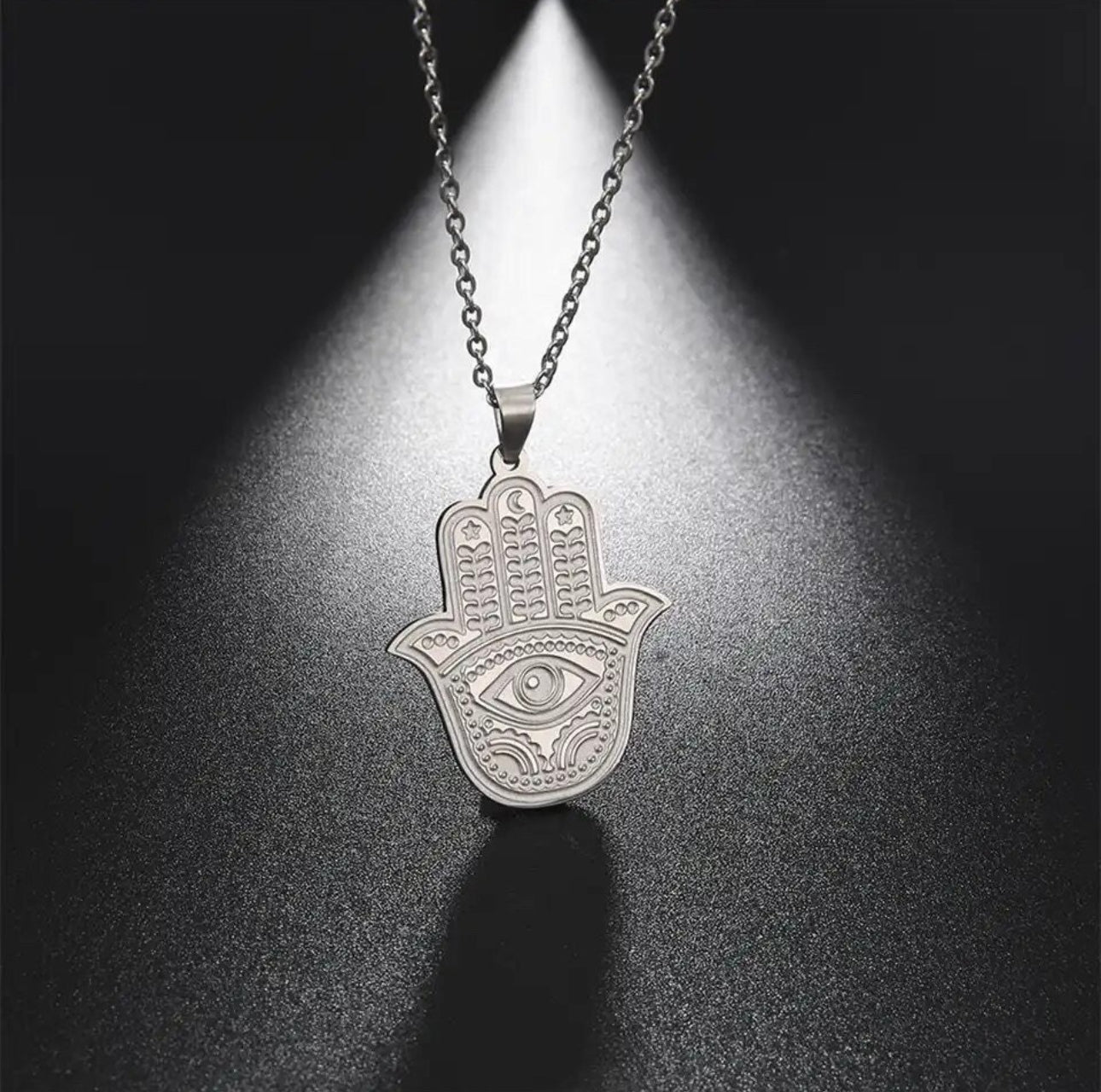 Hamsa Necklace Silver Stainless Steel