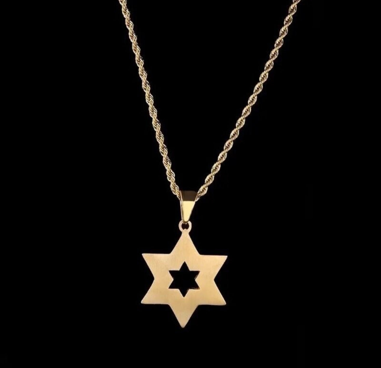 Jewish Star of David crystals Magen David Necklace for Men and Women Gold