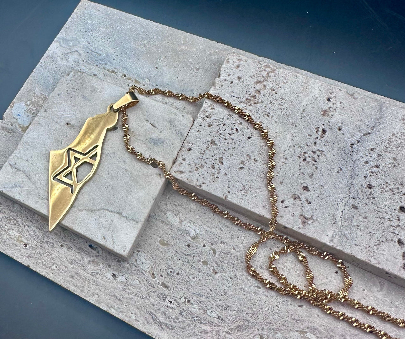 Men and Women Gold Necklace , Map of Israel