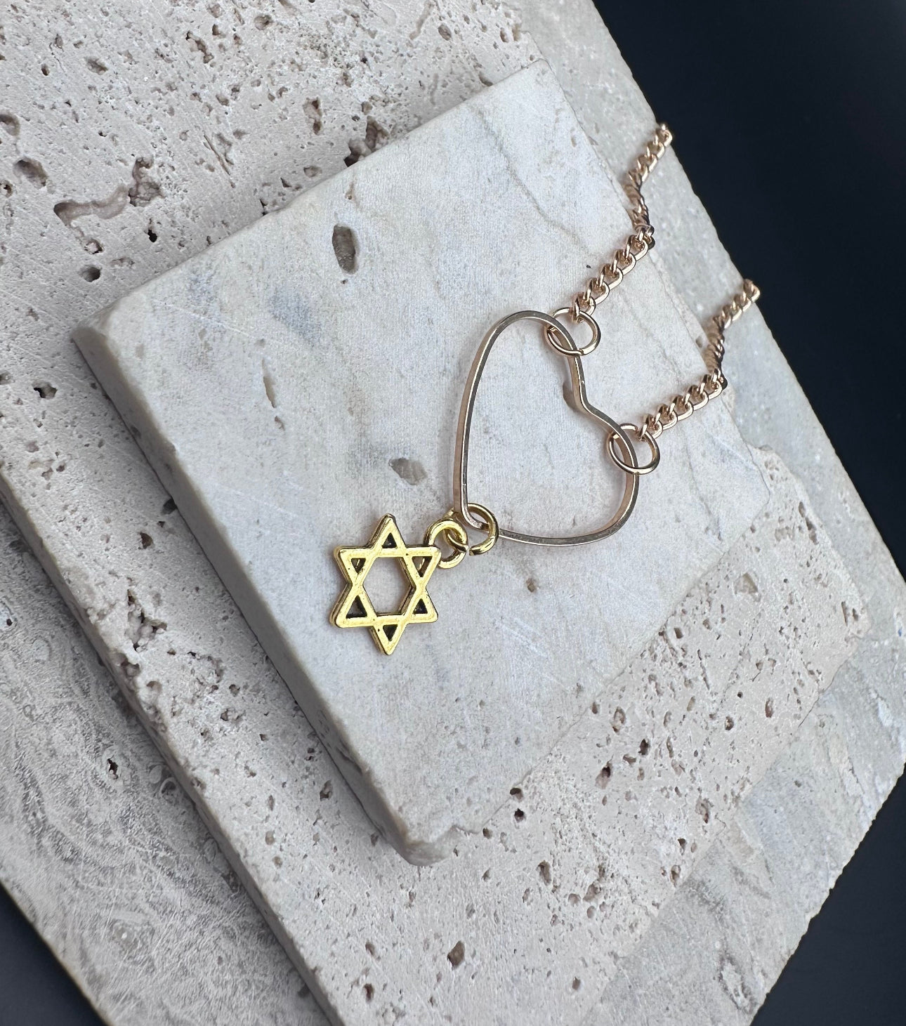 Gold Heart, Magen David Necklace