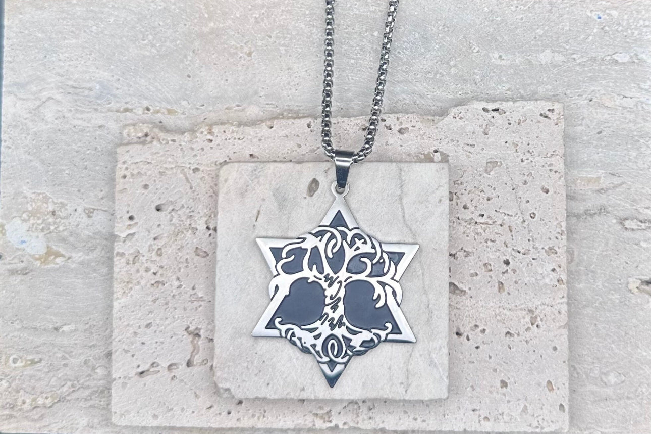 Men and Women Magen David Star of David Necklace Unisex - Silver