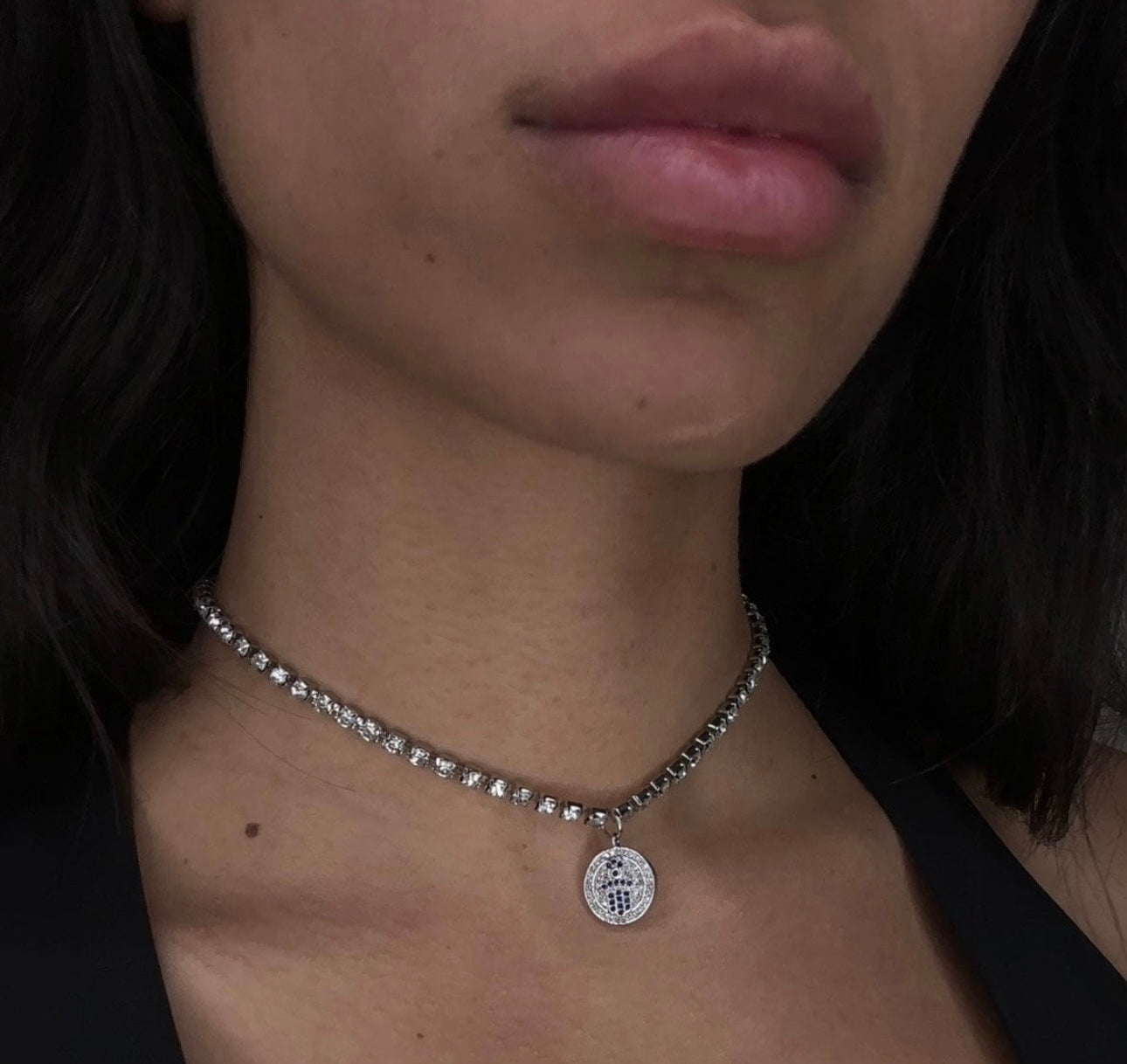 Diamond Hamsa Choker Necklace