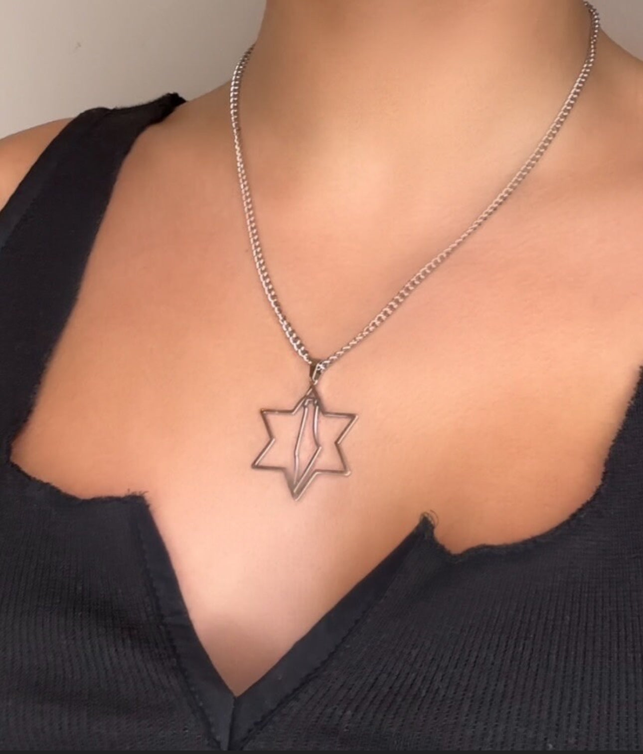 Men and Women Magen David Star of David , Map of Israel Necklace Unisex - Silver