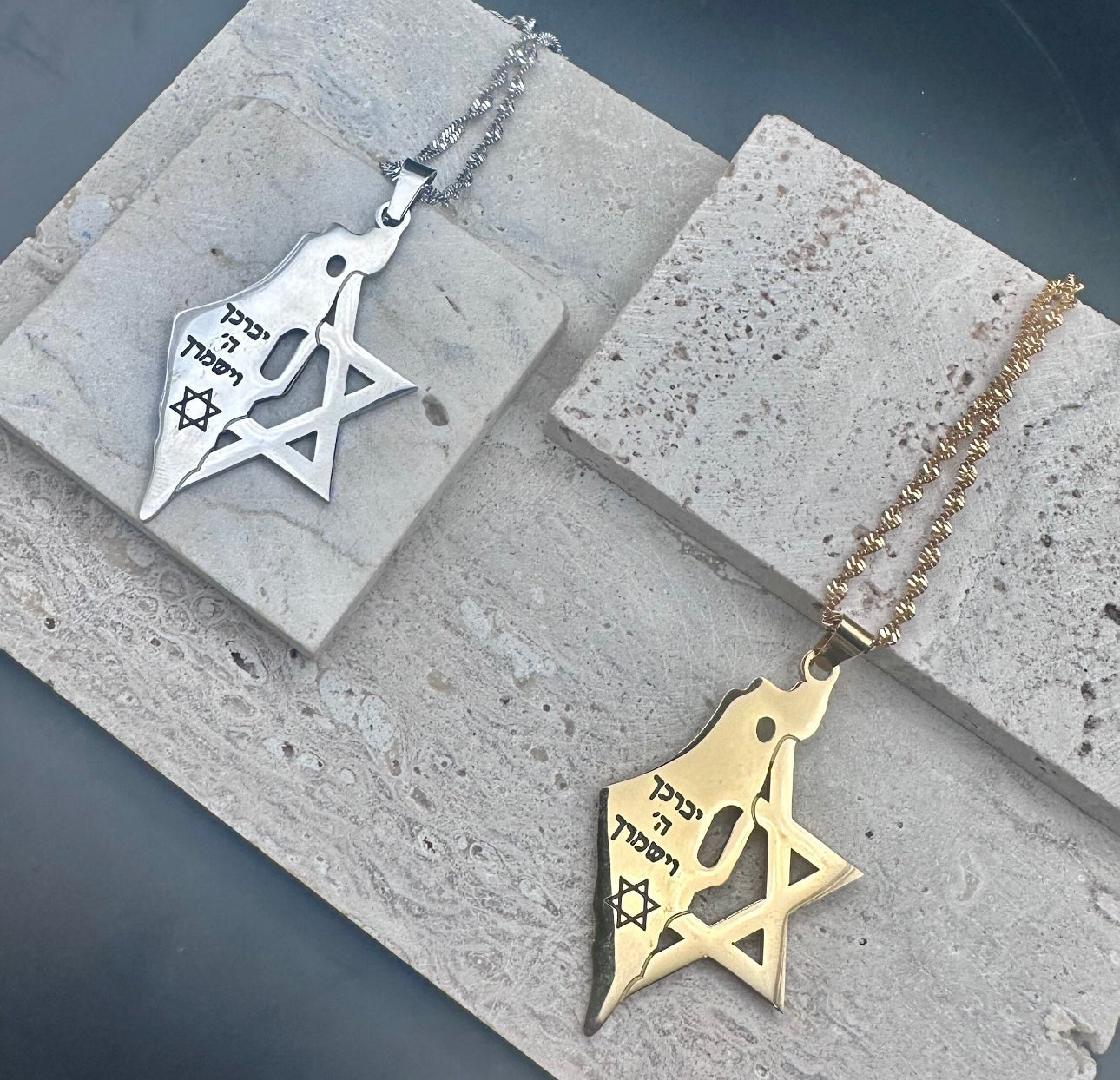 Map of Israel Star of David Necklace