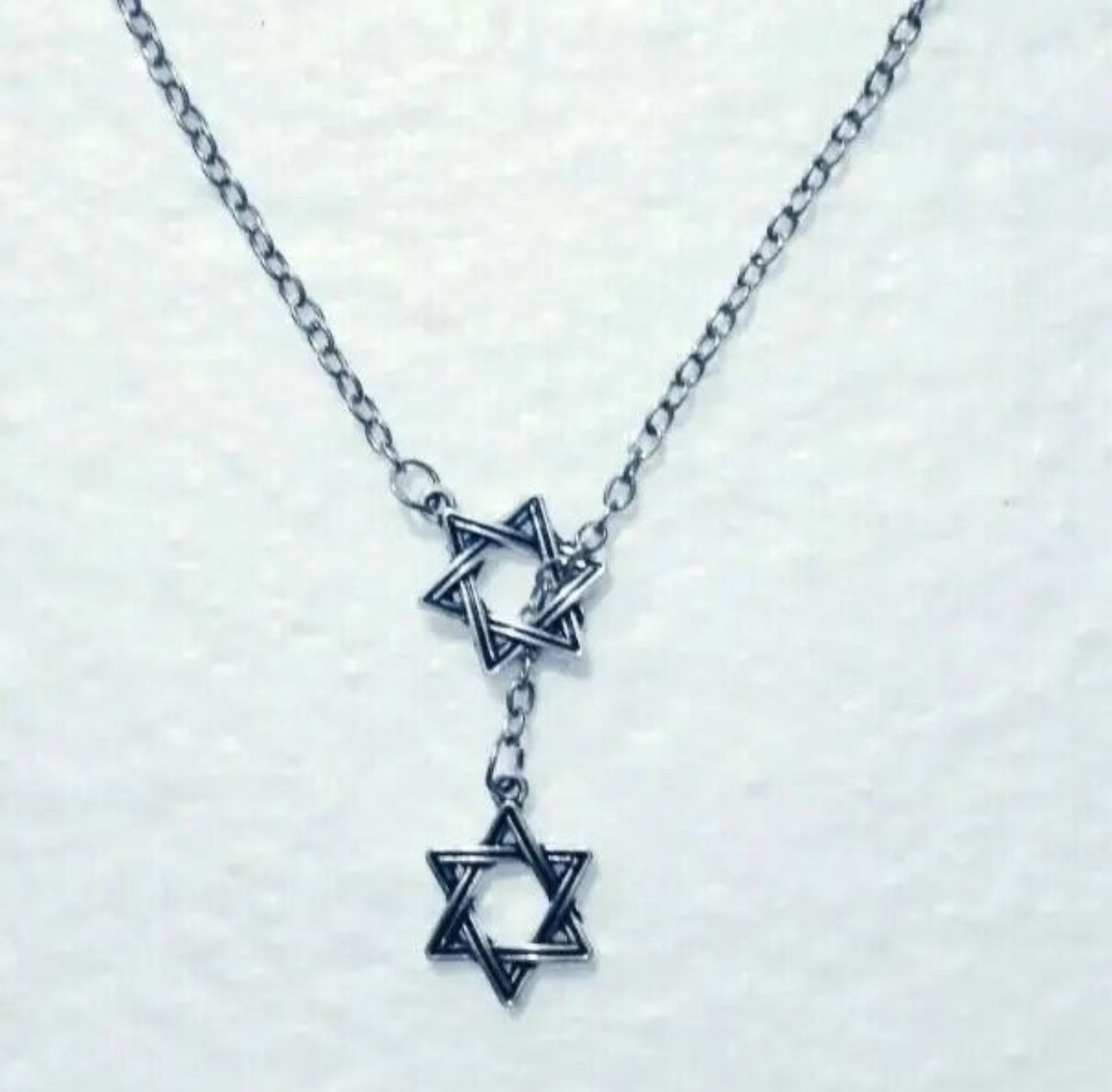 Fashion Vintage Jewish Star of David Pendant Adjustable Cross Lariat Necklace for Women Silver