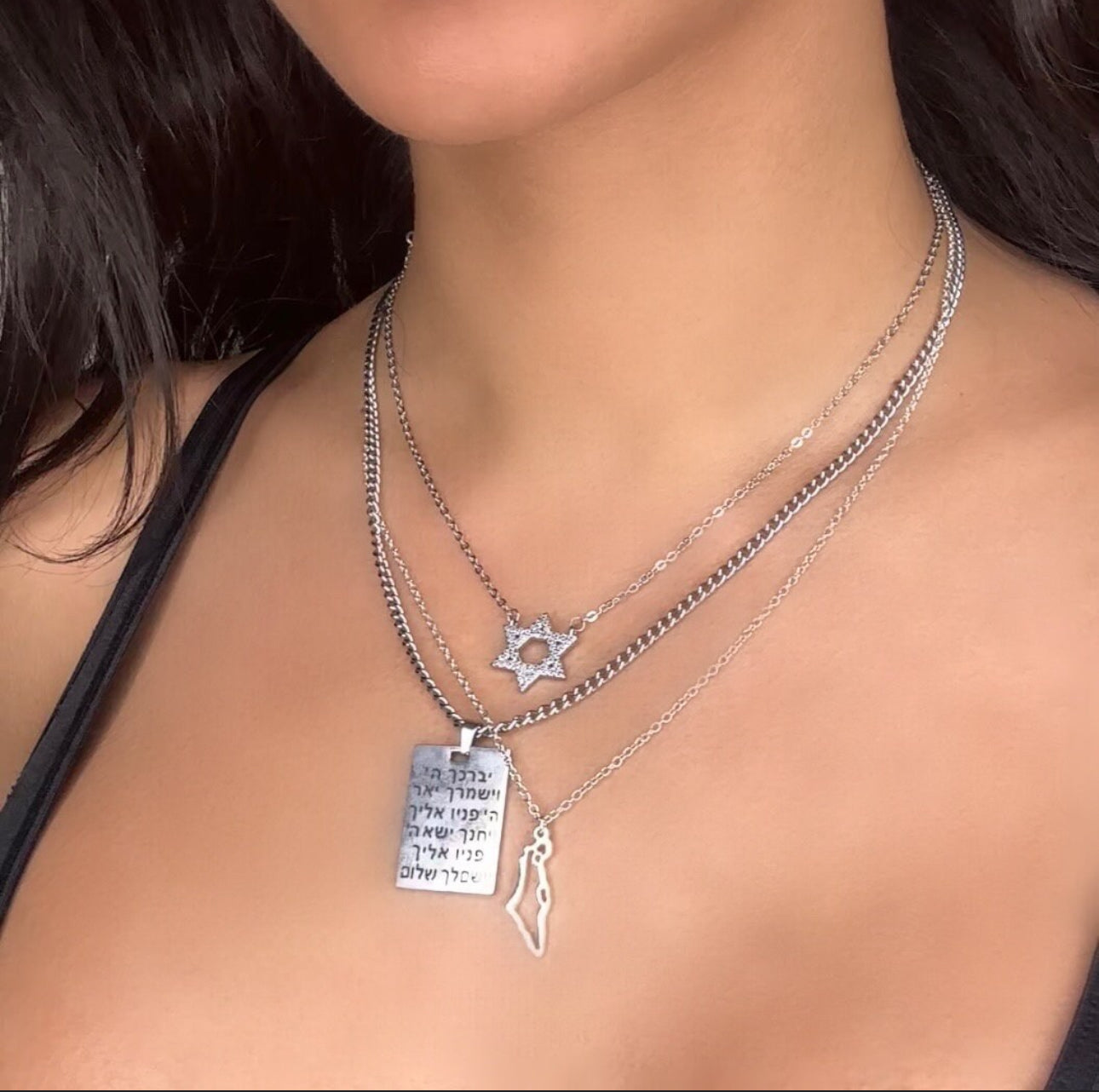 Women’s Silver or Gold Necklace , Map of Israel