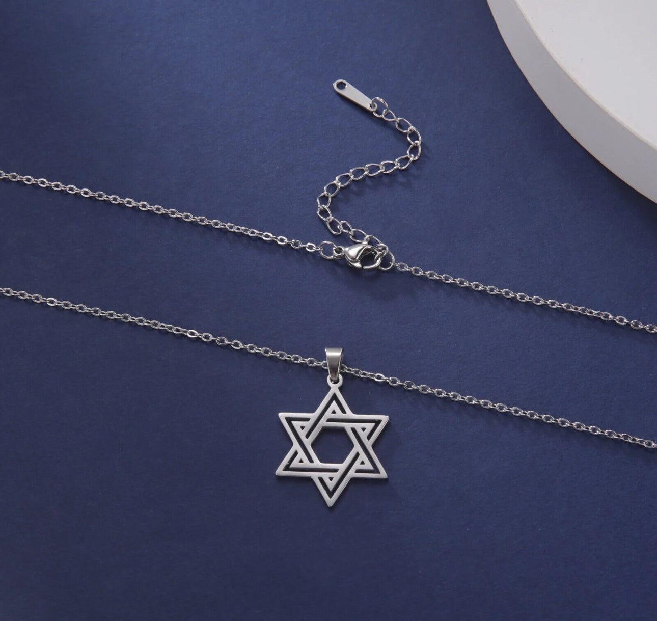 Stainless Steel Necklace Star of David for Men and Women Gold or Silver