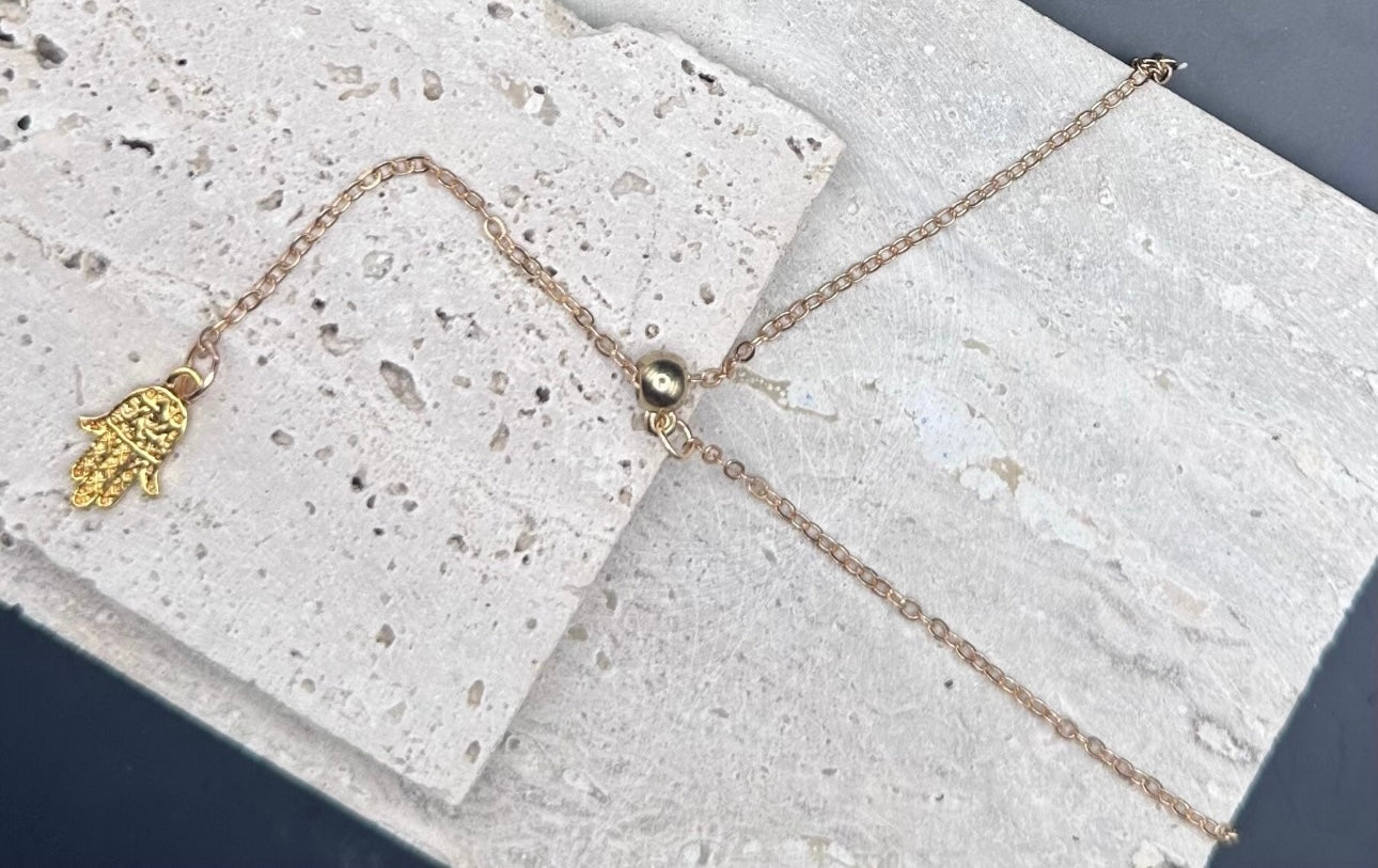 Gold Hamsa with Magen David Necklace