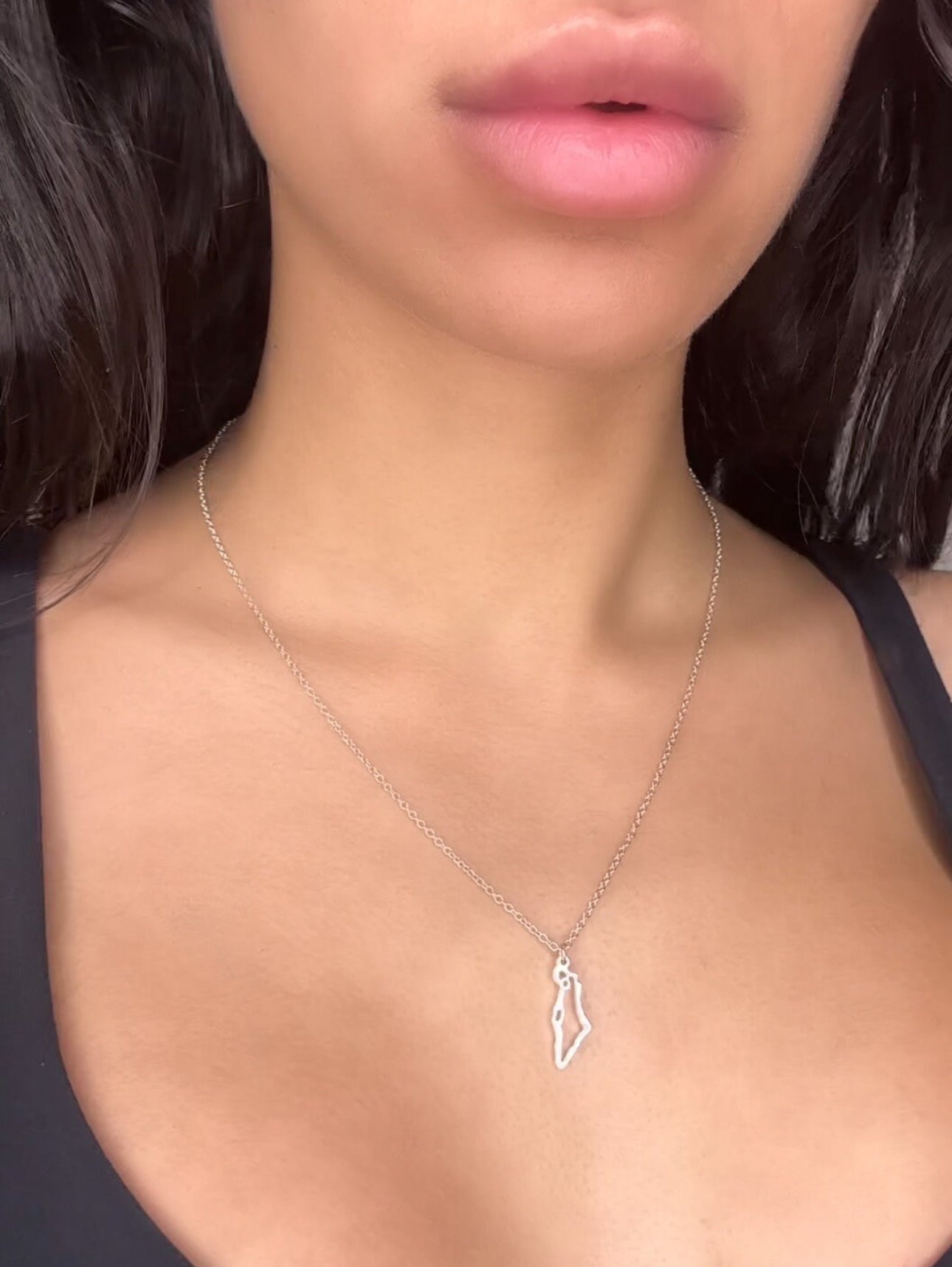 Women’s Silver or Gold Necklace , Map of Israel